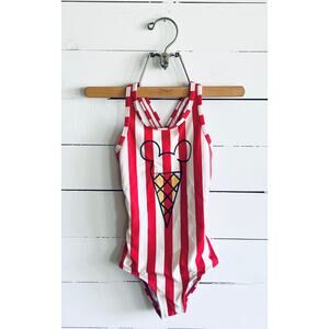 Girls' Hanna Andersson Disney Collection Mickey Striped Swimsuit, Size 5